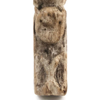 Much Weathered Old Carved Totem with Head and Two Animals