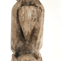 Much Weathered Old Carved Totem with Head and Two Animals