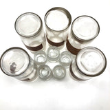 Glass Apothecary Bottles with Handwritten Labels from Houle's Pharmacy, Lowell, MA