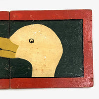 Wonderful Old Handmade, Hand-painted Wooden Ducks in a Row  Puzzle