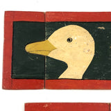 Wonderful Old Handmade, Hand-painted Wooden Ducks in a Row  Puzzle