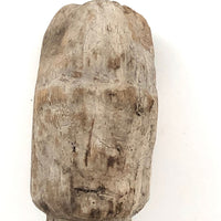 Much Weathered Old Carved Totem with Head and Two Animals