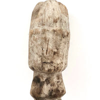 Much Weathered Old Carved Totem with Head and Two Animals