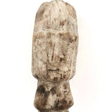 Much Weathered Old Carved Totem with Head and Two Animals