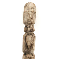 Much Weathered Old Carved Totem with Head and Two Animals