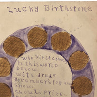 November Lucky Birthstone Antique Hand Drawn Postcard