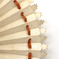 Victorian Waxed Fabric Cockade Fan with Ribbon and Decorative Edges