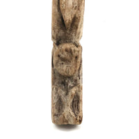 Much Weathered Old Carved Totem with Head and Two Animals