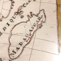 Wonderful Large 1817 Hand-drawn Ink and Watercolor Map of Africa by Lucy Davis