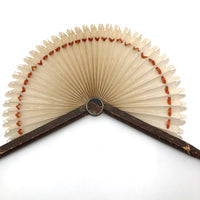 Victorian Waxed Fabric Cockade Fan with Ribbon and Decorative Edges
