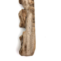 Much Weathered Old Carved Totem with Head and Two Animals