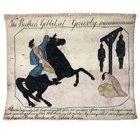 Late 1830s Naive British Ink and Watercolor: The Brothers Gibbet at Gonerby