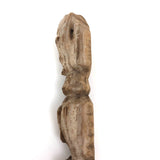 Much Weathered Old Carved Totem with Head and Two Animals