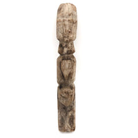 Much Weathered Old Carved Totem with Head and Two Animals