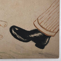 You Gotta Stop Kicking My Dog Around Ink and Watercolor Drawing / Postcard