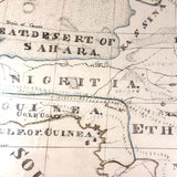 Wonderful Large 1817 Hand-drawn Ink and Watercolor Map of Africa by Lucy Davis