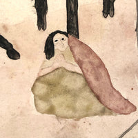 Late 1830s Naive British Ink and Watercolor: The Brothers Gibbet at Gonerby