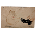 You Gotta Stop Kicking My Dog Around Ink and Watercolor Drawing / Postcard