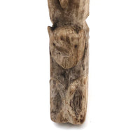 Much Weathered Old Carved Totem with Head and Two Animals