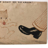 You Gotta Stop Kicking My Dog Around Ink and Watercolor Drawing / Postcard