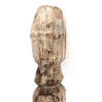Much Weathered Old Carved Totem with Head and Two Animals