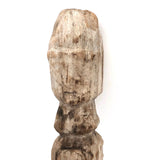 Much Weathered Old Carved Totem with Head and Two Animals