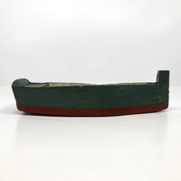 Green and Red Painted Wonderful Old Wooden Toy Row Boat