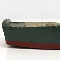 Green and Red Painted Wonderful Old Wooden Toy Row Boat