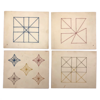 SOLD 1901 Froebel Kindergarten Thread Drawings: Set Two, 4 Drawings
