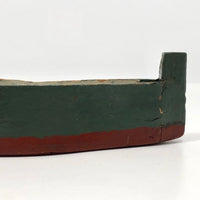 Green and Red Painted Wonderful Old Wooden Toy Row Boat