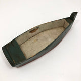 Green and Red Painted Wonderful Old Wooden Toy Row Boat