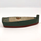 Green and Red Painted Wonderful Old Wooden Toy Row Boat