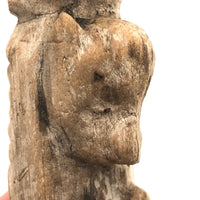 Much Weathered Old Carved Totem with Head and Two Animals