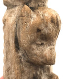 Much Weathered Old Carved Totem with Head and Two Animals
