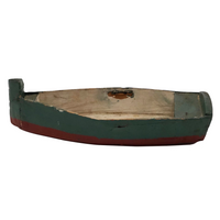 Green and Red Painted Wonderful Old Wooden Toy Row Boat
