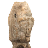 Much Weathered Old Carved Totem with Head and Two Animals