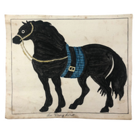 Late 1830s Naive British Ink and Watercolor: The Dray Horse