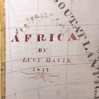 Wonderful Large 1817 Hand-drawn Ink and Watercolor Map of Africa by Lucy Davis