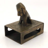 Chinese Brass Matchbox Holder with Dog
