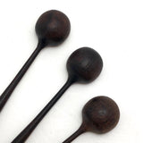 Turned Walnut Salt Spoons - Set of Three