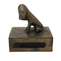 Chinese Brass Matchbox Holder with Dog