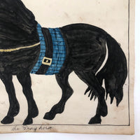 Late 1830s Naive British Ink and Watercolor: The Dray Horse