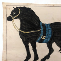 Late 1830s Naive British Ink and Watercolor: The Dray Horse