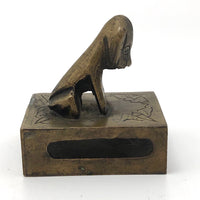 Chinese Brass Matchbox Holder with Dog