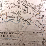 Wonderful Large 1817 Hand-drawn Ink and Watercolor Map of Africa by Lucy Davis