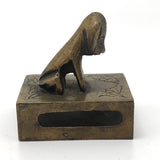 Chinese Brass Matchbox Holder with Dog