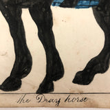 Late 1830s Naive British Ink and Watercolor: The Dray Horse