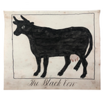 Late 1830s Naive British Ink and Watercolor: The Black Cow