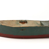 Green and Red Painted Wonderful Old Wooden Toy Row Boat