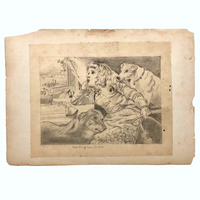 Marshall J. Rockwell Antique Pencil Drawings, Girl with Dogs and Portrait